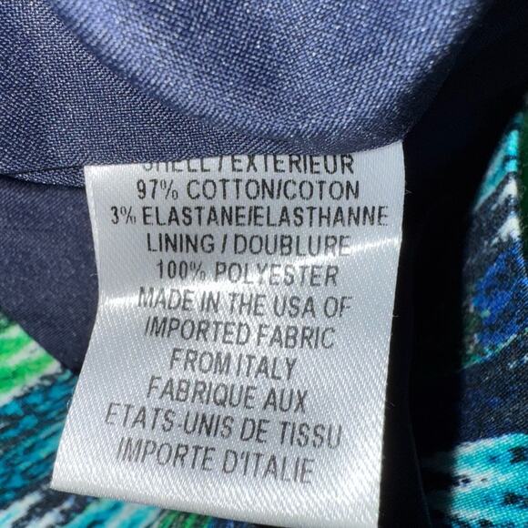 MILLY Edie Zag Sheath Dress in Green and Blue Zig Zag Pattern Size 4 - Picture 11 of 11